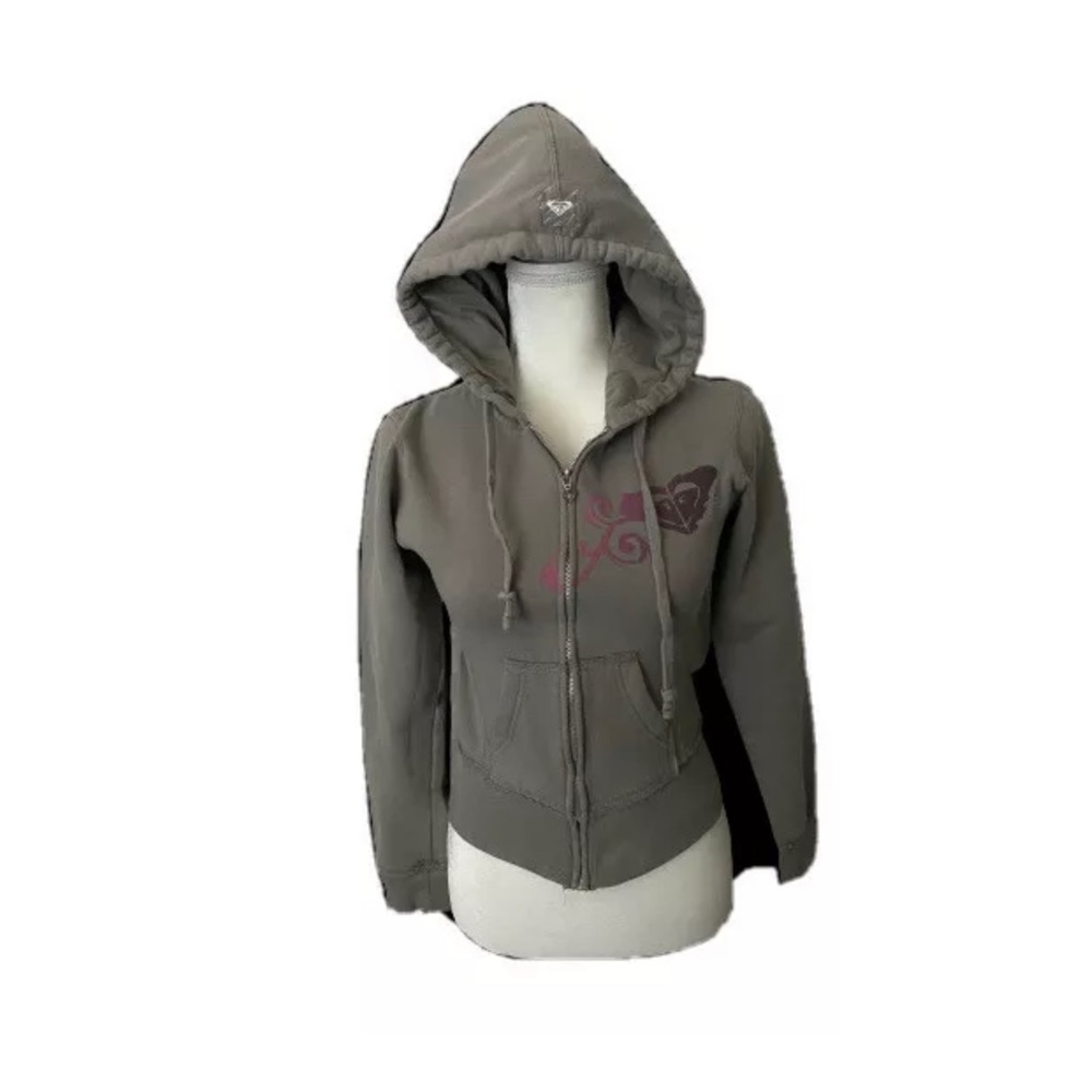 Roxy Womens full zip Hoodie Small Gray Pockets